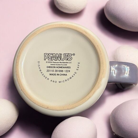 Peanuts Colorful Stripes 20oz Coffee Mug Snoopy & Easter Bunny Basket Eggs New C - Picture 5 of 5